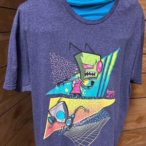 Vintage unisex invader ZIM Graphic T-Shirt - Blue